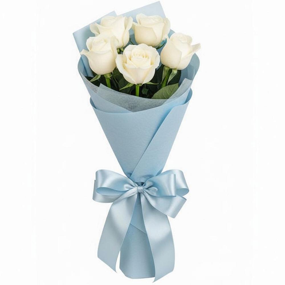 Букет 5 Белых роз Проуд в Зилаир