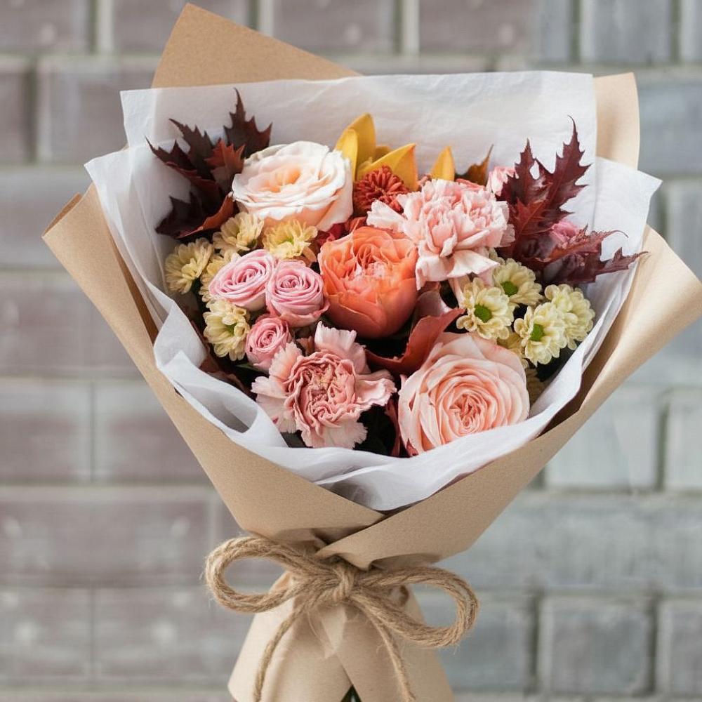 Букет цветов из: Гвоздики, Хризантемы и Розы в Зилаир