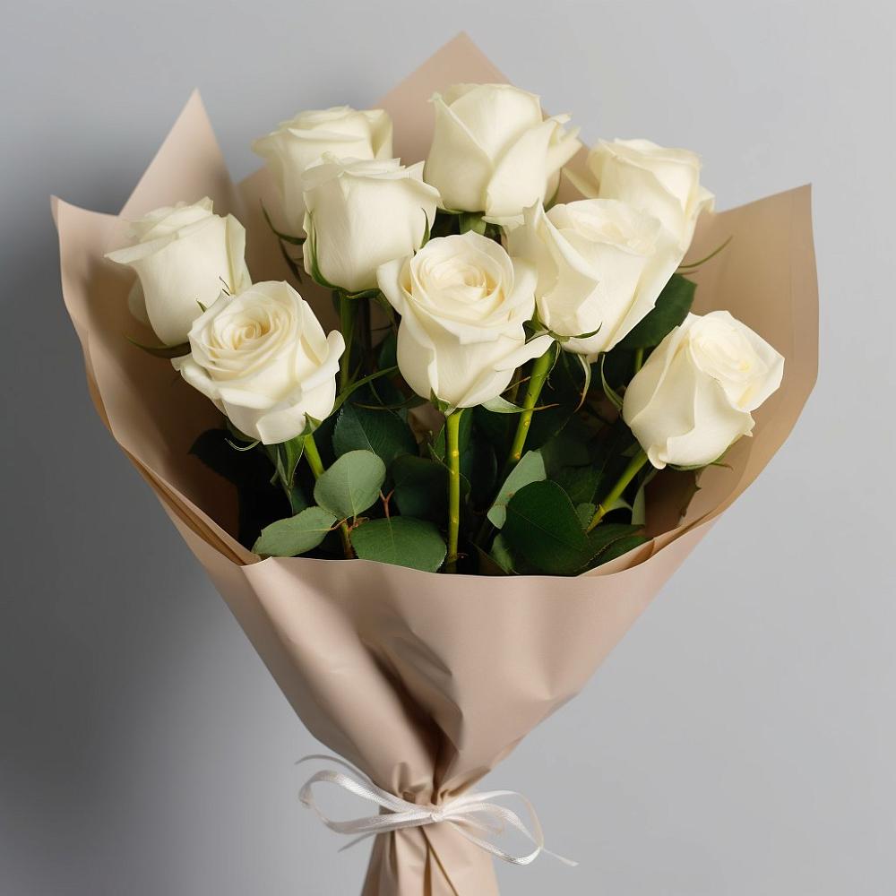 Букет 9 Белых роз Эдлесс Лав в Зилаир