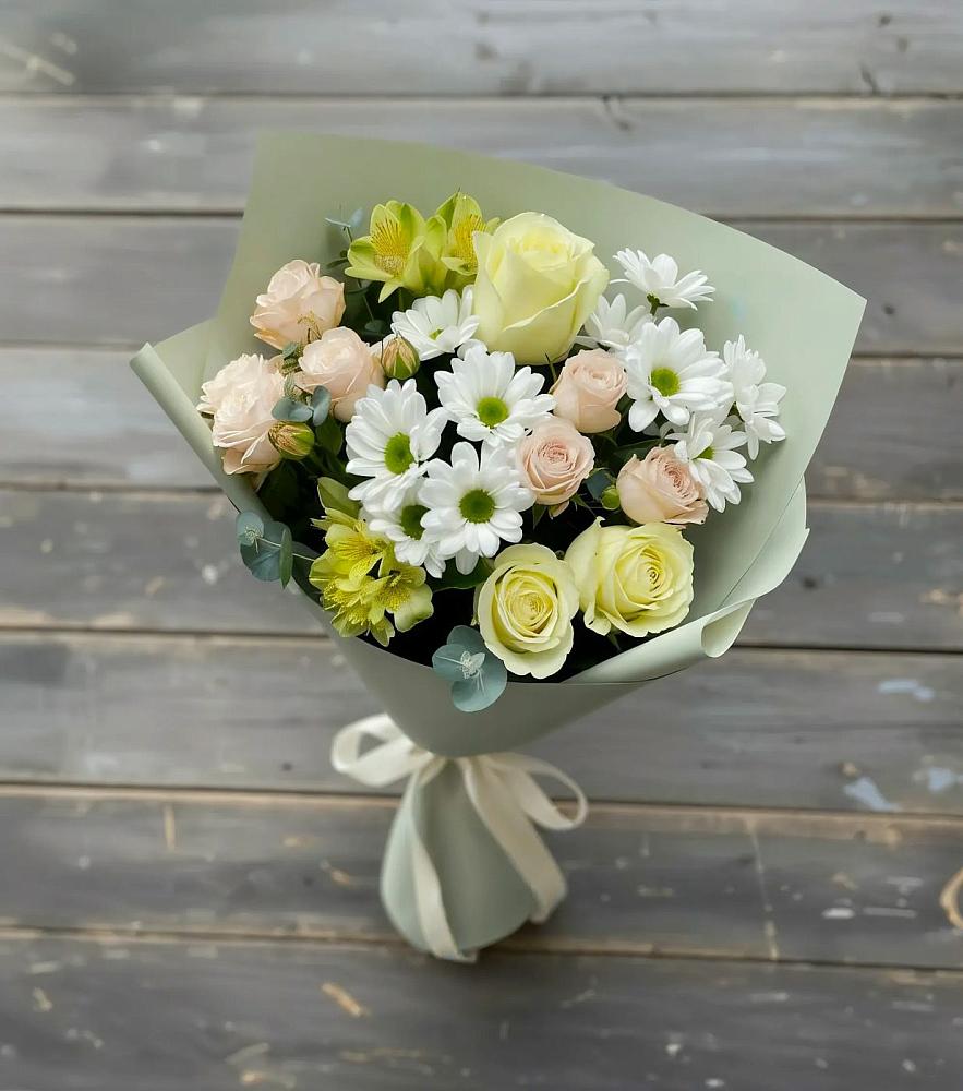 Букет цветов из: Альстромерии, Розы и Хризантемы в Зилаир