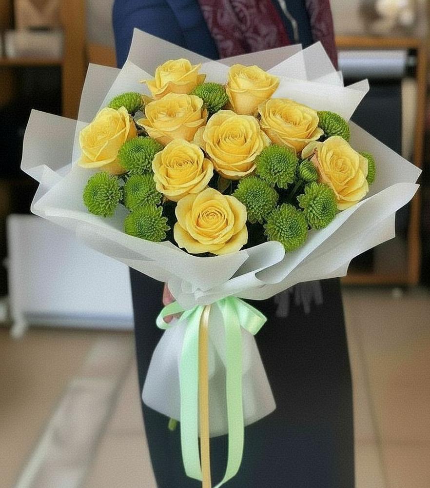 Букет цветов из: Хризантемы и Розы в Зилаир