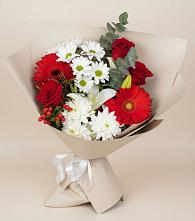 Букет цветов из:  Розы, Хризантемы, Герберы и Лилии в Зилаир