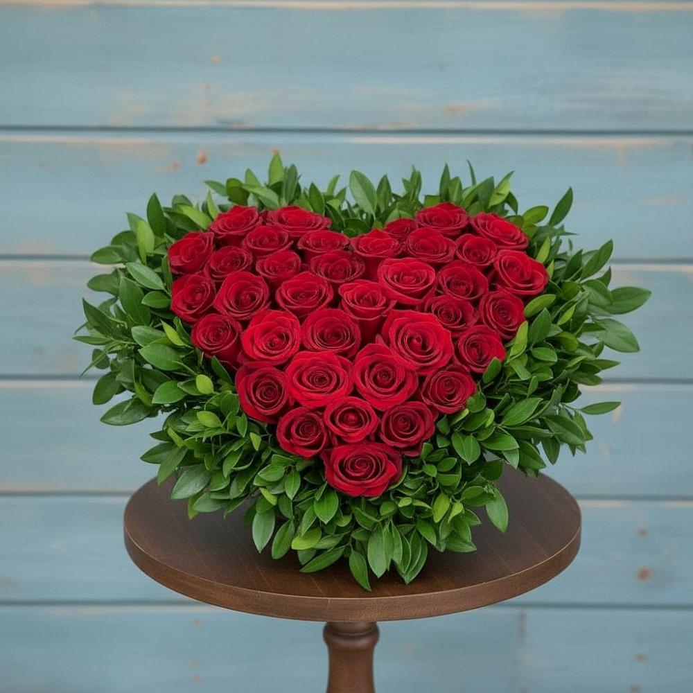 Цветочная композиция из Розы в виде сердца в Зилаир