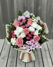 Букет цветов из:  Альстромерии, Гвоздики, Розы и Хризантемы в Зилаир
