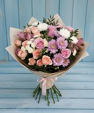 Букет цветов из:  Хризантемы, Розы и Альстромерии в Зилаир