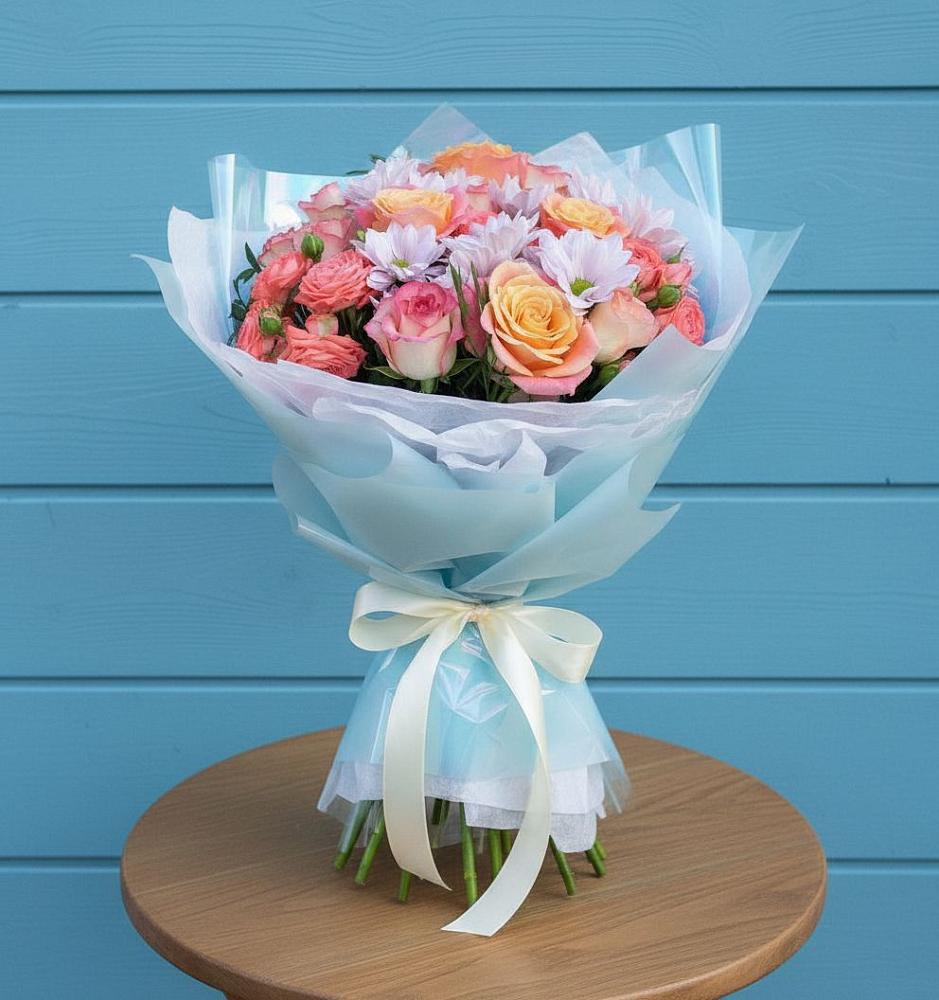 Букет цветов из: Хризантемы и Розы в Зилаир