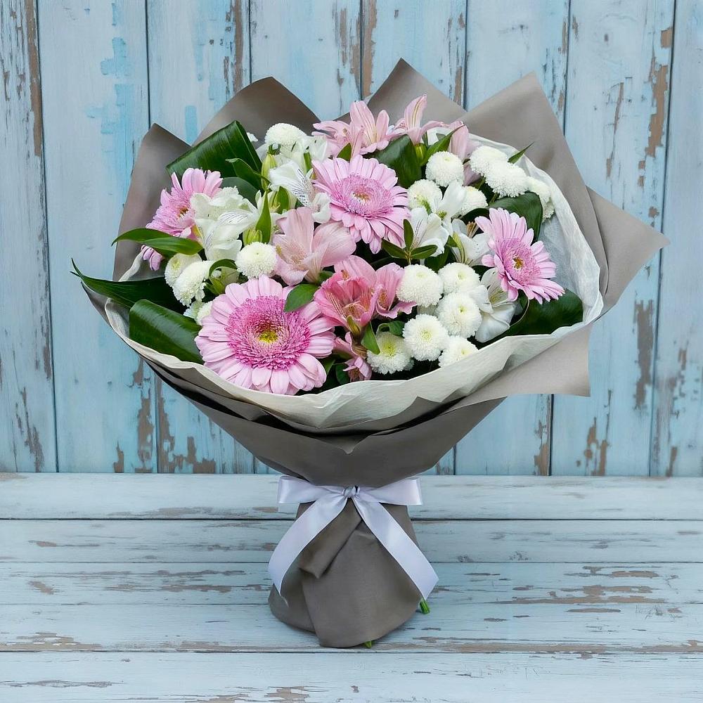 Букет цветов из: Герберы, Альстромерии и Хризантемы в Зилаир